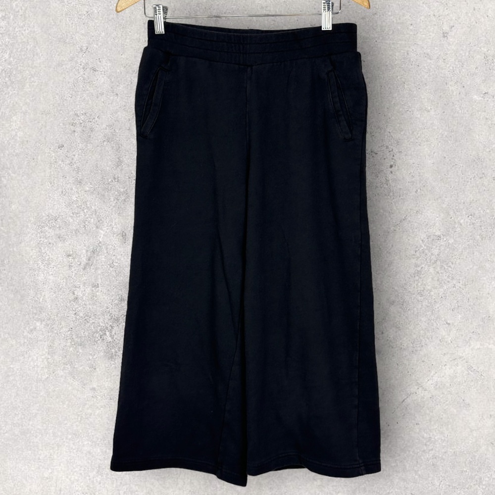 Aritzia Wilfred Free Black Wide Leg Cropped Sweatpants Size Small High Rise Pant